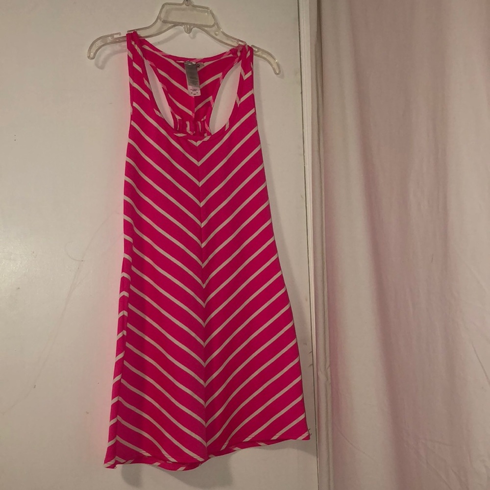 Juicy couture neon pink with white stripes